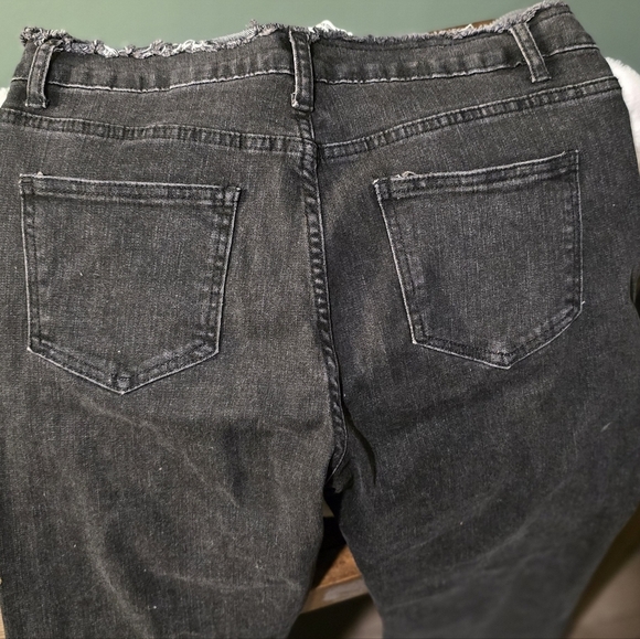 Blue B Collection Women's Black Beaded Fringe High-Waist Flared Jeans Size L - Picture 9 of 10